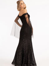 Elizabeth K GL3054 Floral Applique Sequin Mermaid Dress