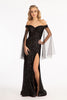 Elizabeth K GL3054 Flower Applique Sequin Mermaid Dress - BLACK / XS