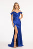 Elizabeth K GL3060 Cold Shoulder Long Simple Satin Prom Gown - ROYAL BLUE / XS Dresses