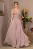 Elizabeth K GL3066 Embroidered Chiffon A-line Dress - MAUVE / S