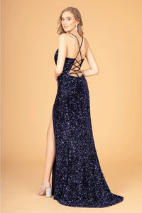 Elizabeth K GL3081 Corset Back Velvet Gown