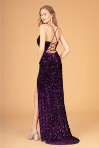 Elizabeth K GL3081 Corset Back Velvet Gown