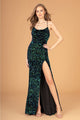 Elizabeth K GL3081 Corset Back Velvet Gown - EMERALD GREEN / XS
