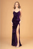 Elizabeth K GL3081 Corset Back Velvet Gown - PURPLE / XS