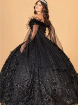 Elizabeth K GL3101 Glitter Feathers Sweet 16 Quinceanera Ball Gown