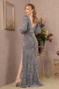 Elizabeth K GL3122 High Slit Feathers Gown - Dress