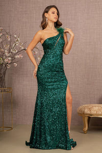 Elizabeth K GL3129 One Shoulder Prom Gown - HUNTER GREEN / XS - Dress