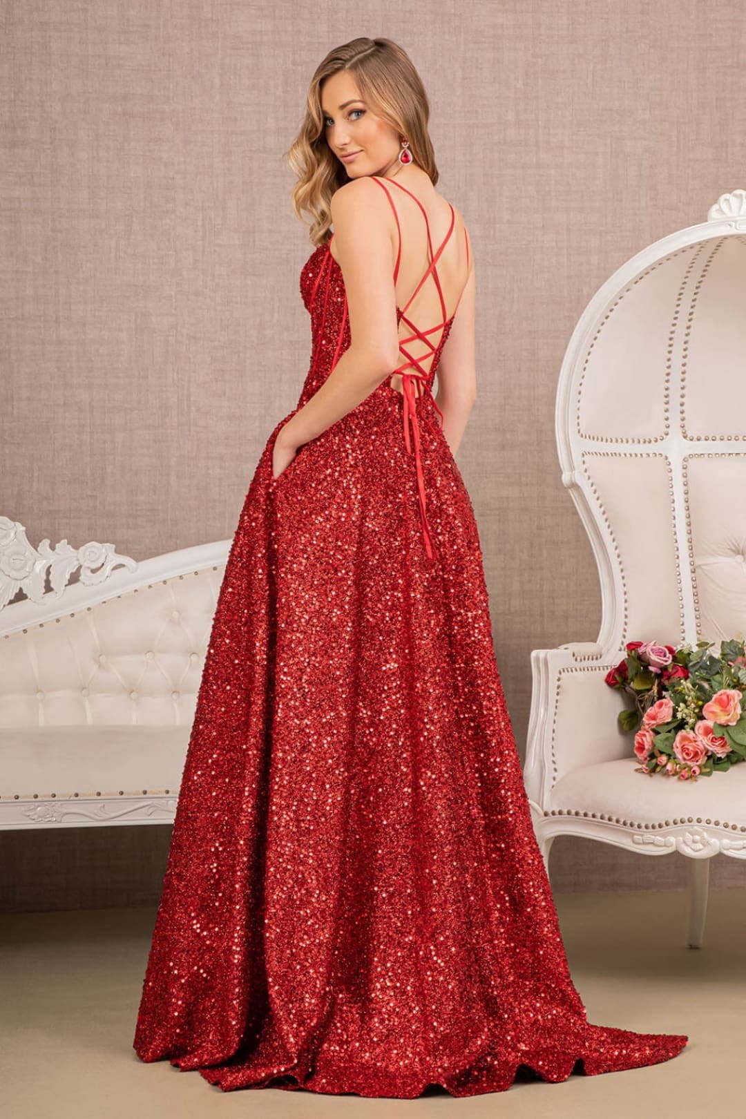 Elizabeth K Sequin A-Line Evening Gown GL3132 | Formal Dress Shops