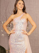 Elizabeth K GL3133 One Shoulder Sequin Formal Dress