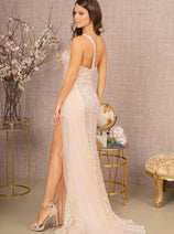 Elizabeth K GL3133 One Shoulder Sequin Formal Dress