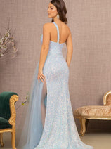 Elizabeth K GL3133 One Shoulder Sequin Formal Dress