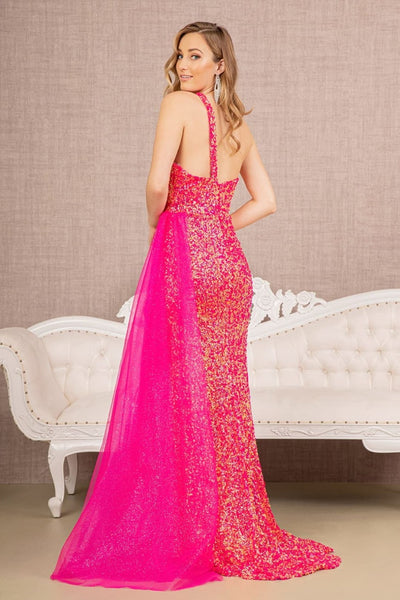 La Merchandise LAS3133 Sequin Glitter Asymmetric Long Dress
