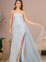 Elizabeth K GL3133 One Shoulder Sequin Formal Dress