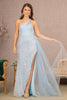 La Merchandise LAS3133 Sequin Glitter Asymmetric Long Dress - BABY BLUE / XS