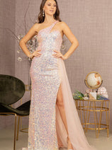 Elizabeth K GL3133 One Shoulder Sequin Formal Dress