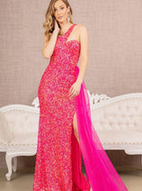 Elizabeth K GL3133 One Shoulder Sequin Formal Dress