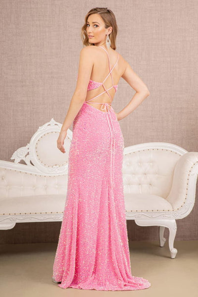 Elizabeth K GL3142 Spaghetti Straps Sequined Gown - Dress