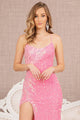 Elizabeth K GL3142 Spaghetti Straps Sequined Gown - Dress