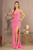 Elizabeth K GL3145 Cut Out Back Evening Gown - HOT PINK / XS - Dress