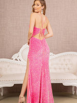 Elizabeth K GL3147 Sleeveless Sequined Slit Prom Sexy Formal Dress