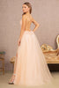 Elizabeth K GL3152 Flower Applique Sheer Prom Dress