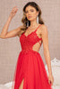 Elizabeth K GL3152 Flower Applique Sheer Prom Dress