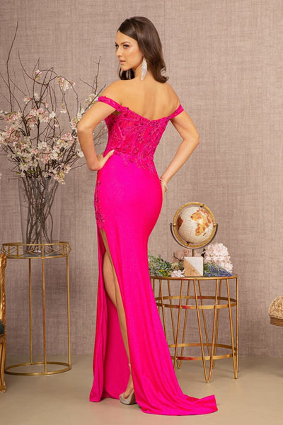 Elizabeth K GL3162 Off Shoulder Mermaid Dress w/ Sheer Slit - Dress