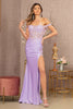 Elizabeth K GL3162 Off Shoulder Mermaid Dress w/ Sheer Slit - LILAC / XS - Dress