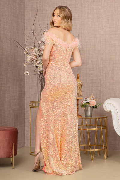 Elizabeth K GL3164 High Slit Feather Gown - Dress