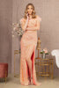Elizabeth K GL3164 High Slit Feather Gown - CORAL / XS - Dress