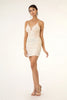 Elizabeth K GS1910 Cocktail Sequined Dress - CHAMPAGNE / XS