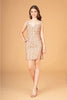 Elizabeth K GS3085 Sequin Embellished Short Dress - GOLD / XS