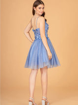 Elizabeth K GS3090 3D Floral Short Cocktail Dress