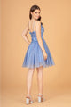 Elizabeth K GS3090 Short Dress with 3D Appliques