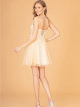 Elizabeth K GS3090 3D Floral Short Cocktail Dress