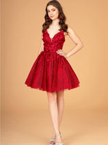 Elizabeth K GS3090 3D Floral Short Cocktail Dress