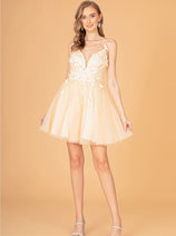 Elizabeth K GS3090 3D Floral Short Cocktail Dress