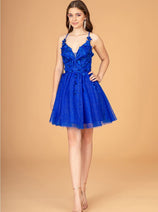 Elizabeth K GS3090 3D Floral Short Cocktail Dress