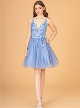 Elizabeth K GS3090 3D Floral Short Cocktail Dress
