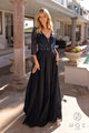 Elegante vestido evasé con mangas 3/4 y adornos | Nox Anabel MF101