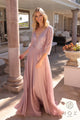 Elegante vestido evasé con mangas 3/4 y adornos | Nox Anabel MF101