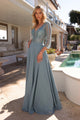 Elegante vestido evasé con mangas 3/4 y adornos | Nox Anabel MF101