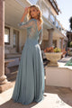 Elegante vestido evasé con mangas 3/4 y adornos | Nox Anabel MF101