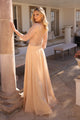 Elegante vestido evasé con mangas 3/4 y adornos | Nox Anabel MF101