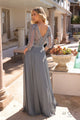 Elegante vestido evasé con mangas 3/4 y adornos | Nox Anabel MF101