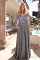 Elegante vestido evasé con mangas 3/4 y adornos | Nox Anabel MF101