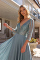 Elegante vestido evasé con mangas 3/4 y adornos | Nox Anabel MF101