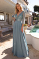 Elegante vestido evasé con mangas 3/4 y adornos | Nox Anabel MF101