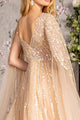 Embellished Cape Sleeve A-line Gown by GLS Gloria GL3494 - Long Formal Dresses
