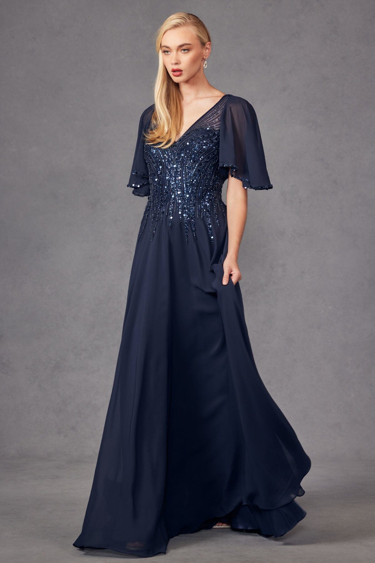 Juliet Navy Blue Long Formal Dresses